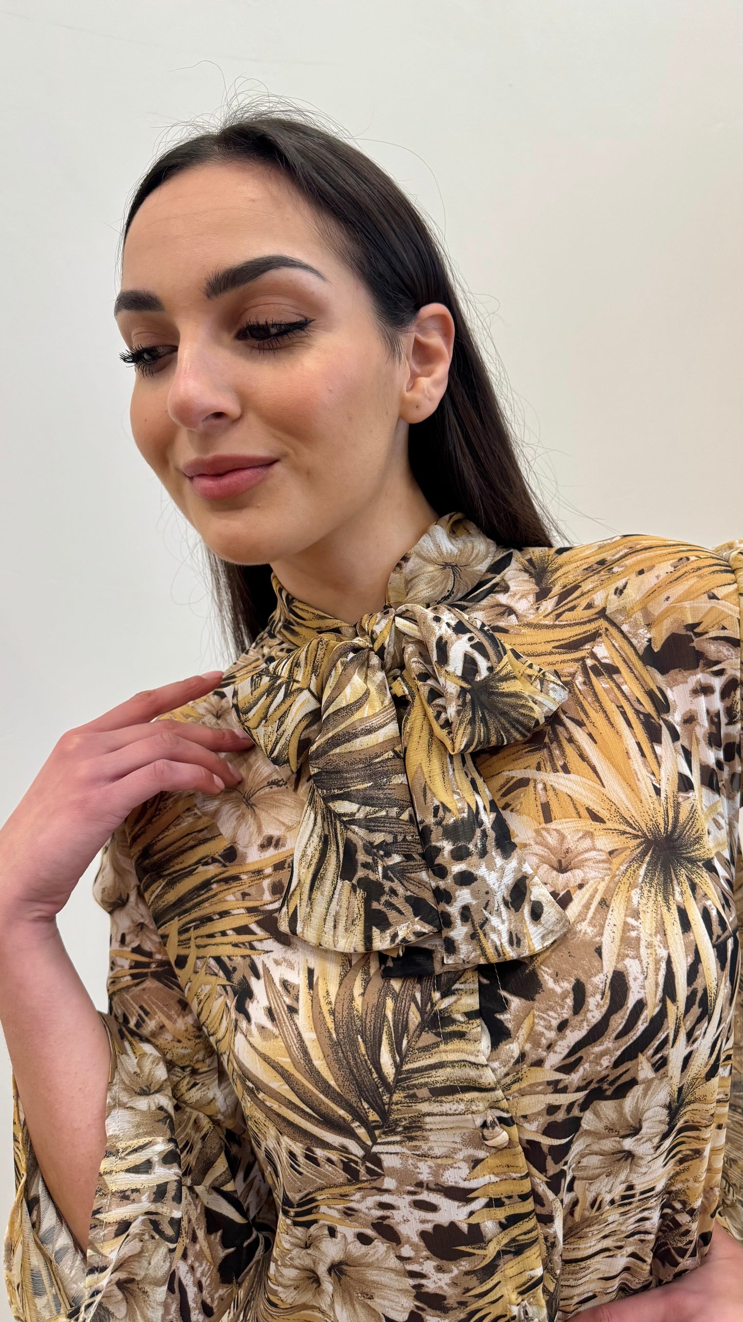Camicia in crepe animalier floreale