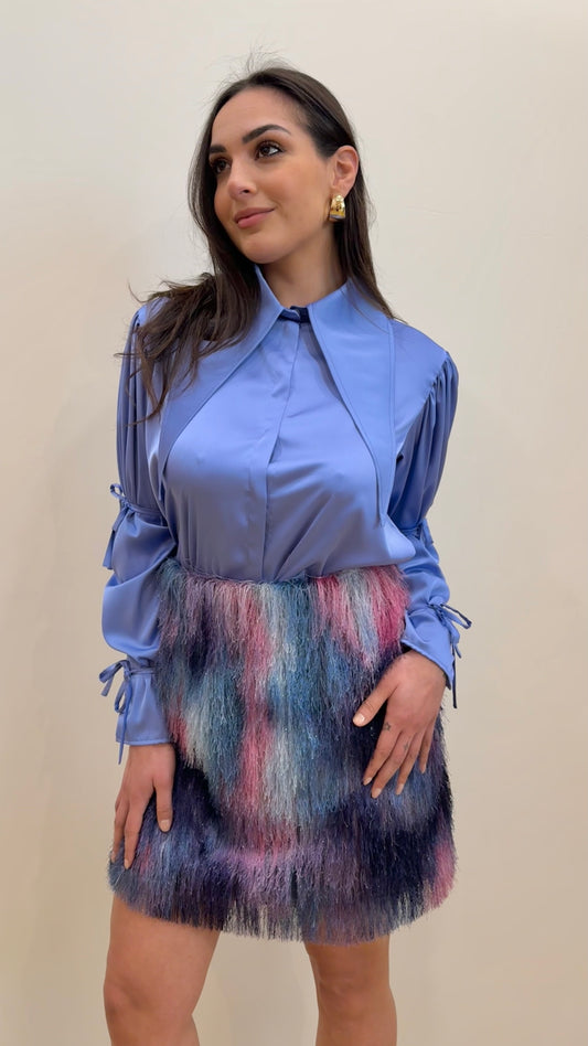 Camicia in satin pervinca