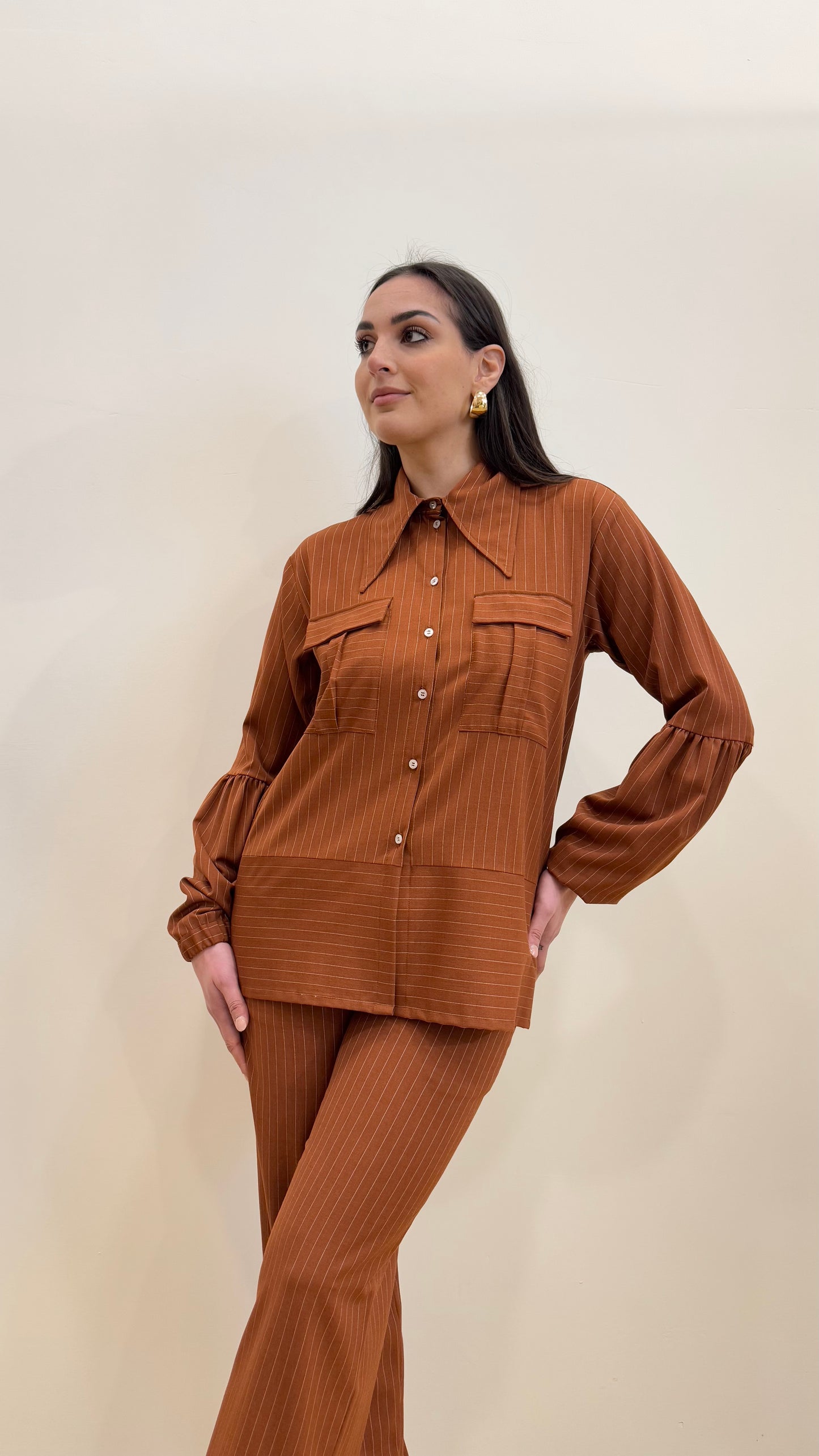 Completo gessato terracotta