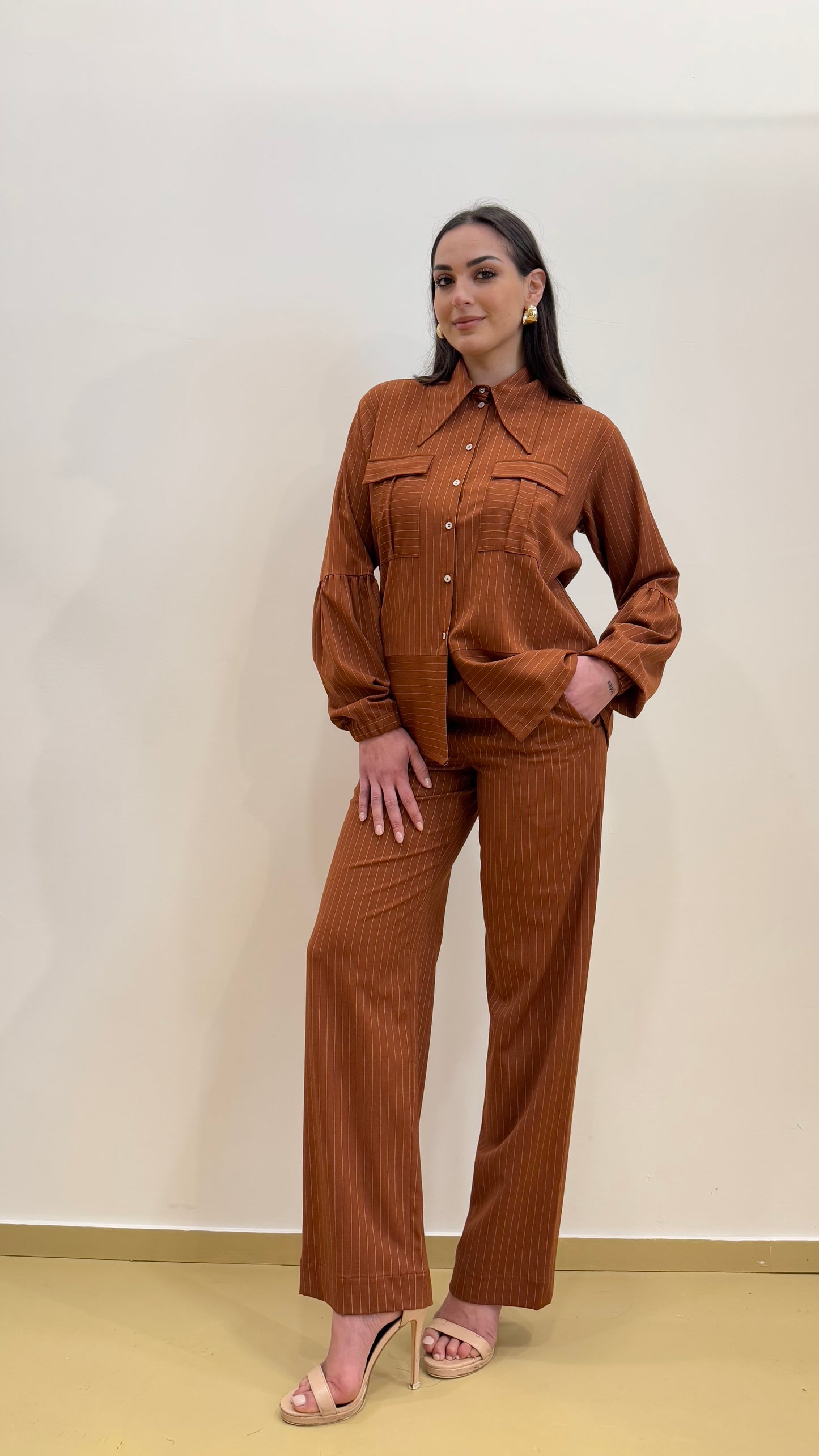 Completo gessato terracotta