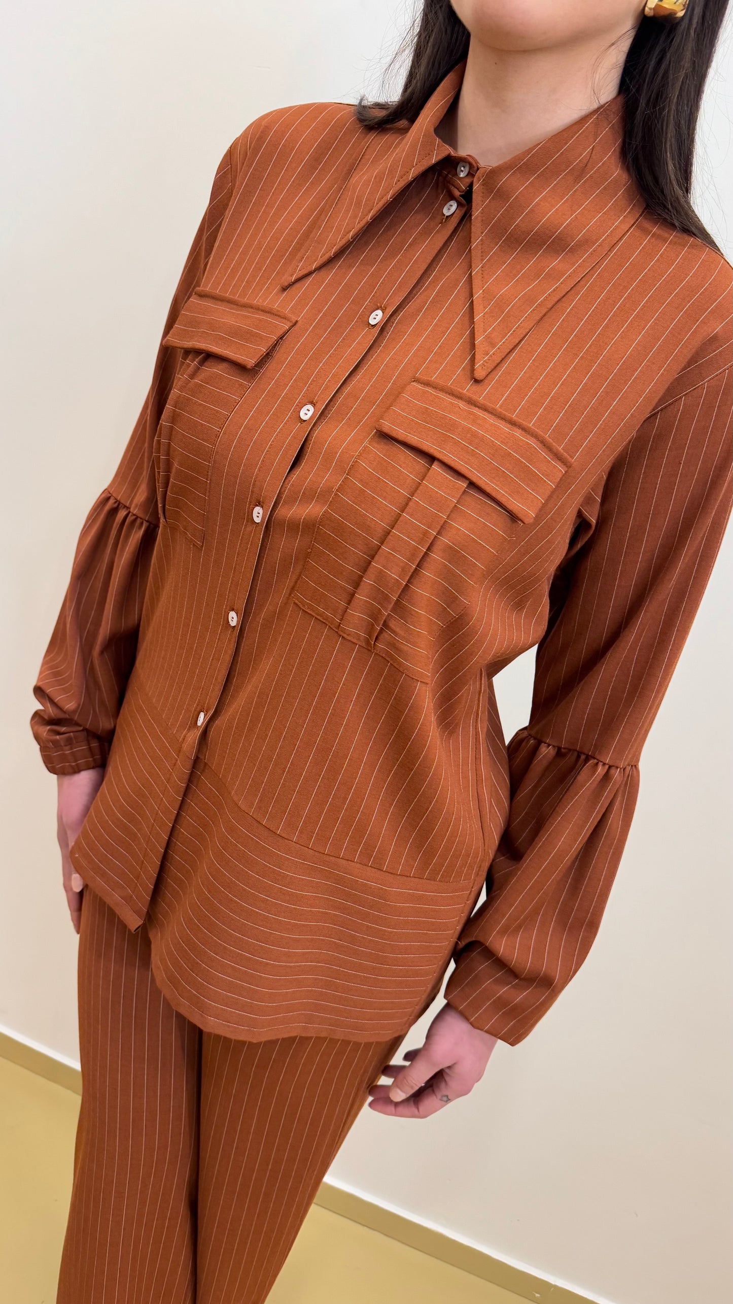 Completo gessato terracotta