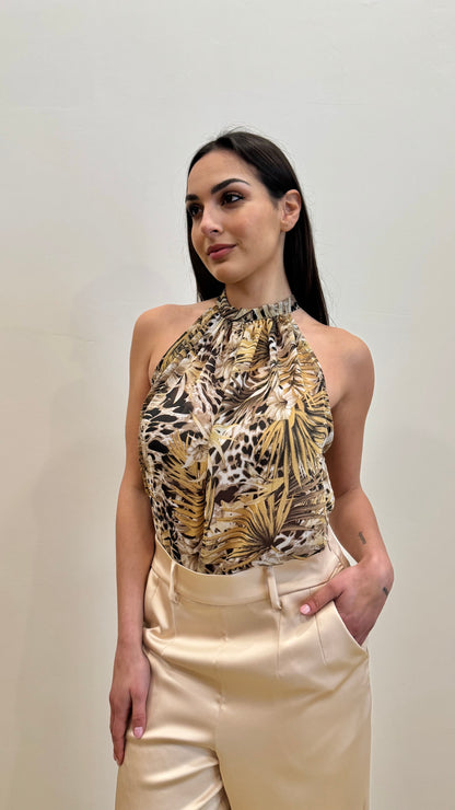 Top in crepe animalier floreale