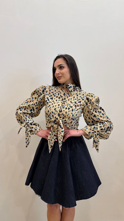 Camicia in georgette animalier astratto