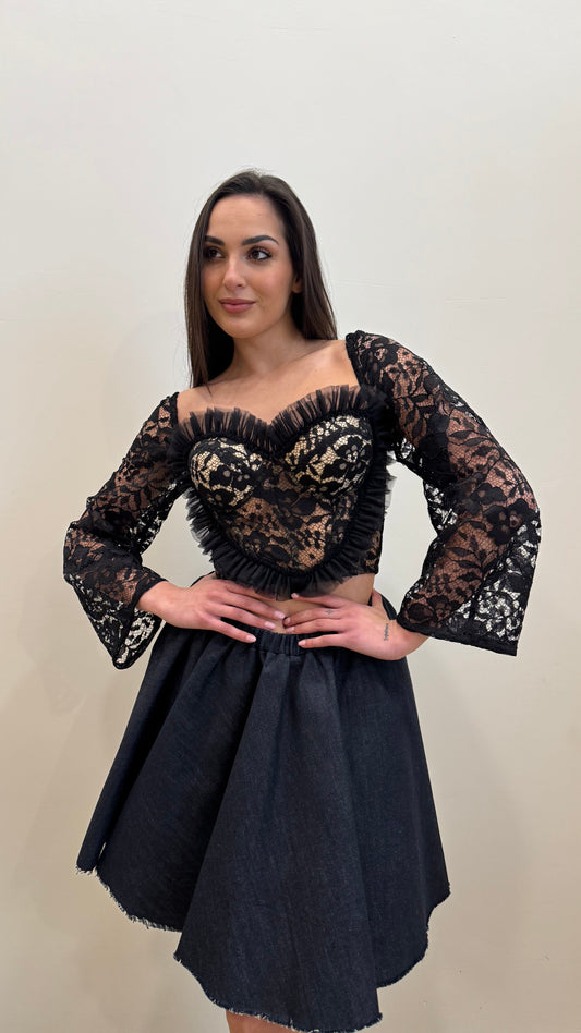 Corsetto cuore in pizzo macramè