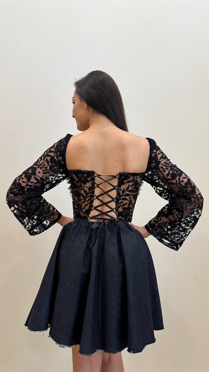 Corsetto cuore in pizzo macramè