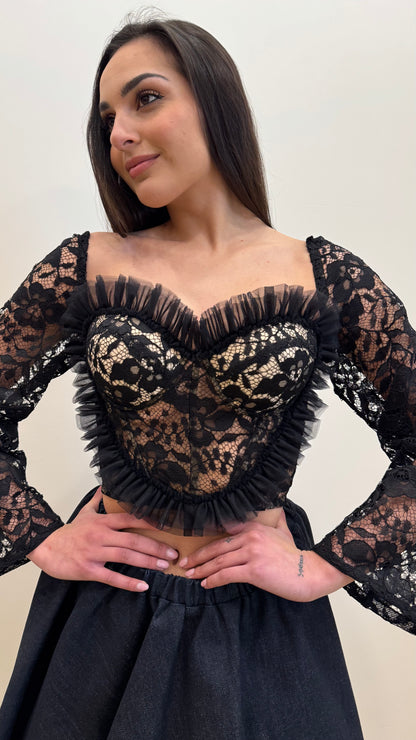 Corsetto cuore in pizzo macramè