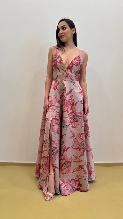 Abito floreale in duchesse