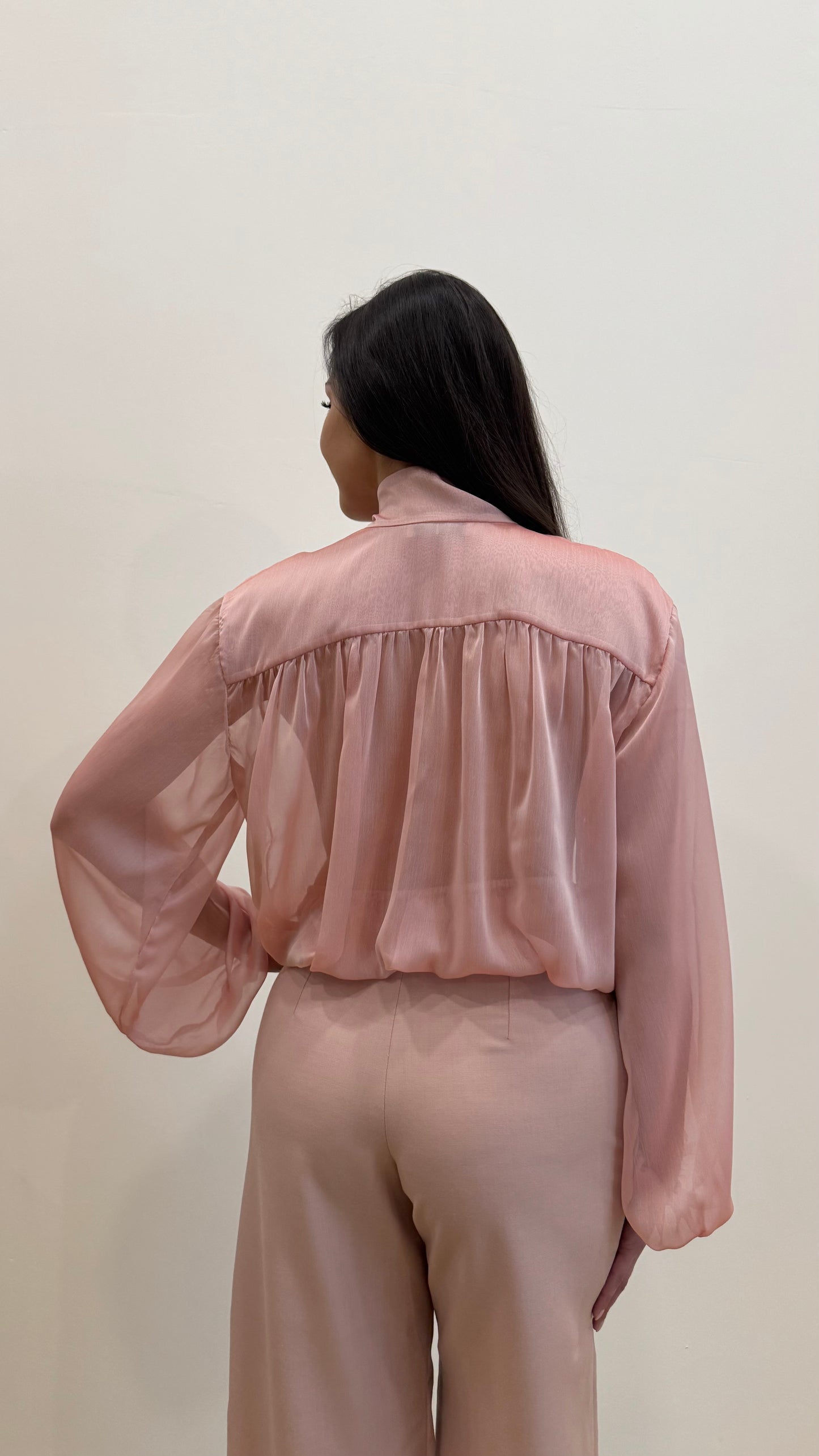 Camicia in chiffon rosa cipria